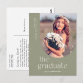 Eenvoudig Type Afstuderen Groene Foto Afstuderen S Briefkaart (Voorkant / Achterkant)