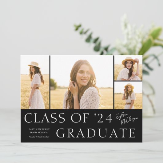 Eenvoudig type fotocollage Afstuderen Aankondiging (Staand voorkant)