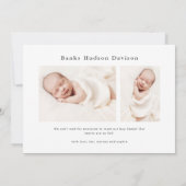 Eenvoudig type Moderne Baby Foto geboorte Aankondiging (Achterkant)