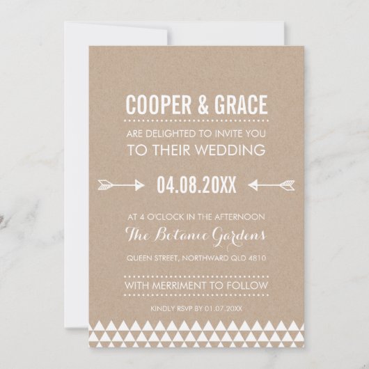 EENVOUDIG TYPE WEDDING geometrische patroonpijlgra Kaart (Voorkant)