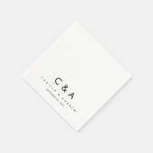 Eenvoudig Type Zwart-wit Bruiloft Monogram Servet (Hoek)