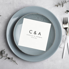 Eenvoudig Type Zwart-wit Bruiloft Monogram Servet