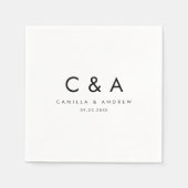 Eenvoudig Type Zwart-wit Bruiloft Monogram Servet (Voorkant)