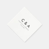 Eenvoudig Type Zwart-wit Bruiloft Monogram Servet (Hoek)