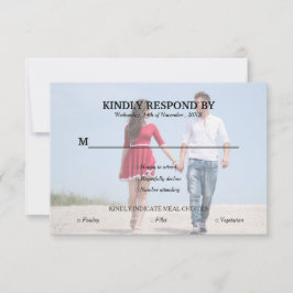 Eenvoudig Typografie Foto bruiloft RSVP Kaart