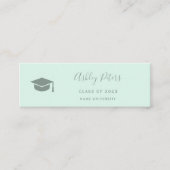 Eenvoudig typografisch pastelgroen afstuderen mini visitekaartje (Voorkant)