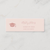 Eenvoudig typografisch pastelzwart roze afstuderen mini visitekaartje (Voorkant)