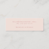 Eenvoudig typografisch pastelzwart roze afstuderen mini visitekaartje (Achterkant)