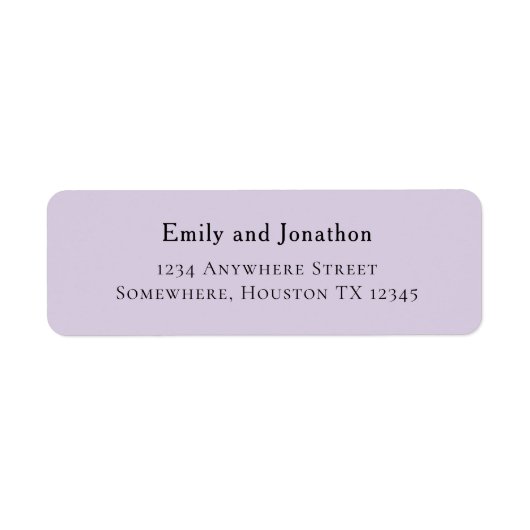 Eenvoudig Typografische Lila Adres van de Terugkee Etiket (Voorkant)