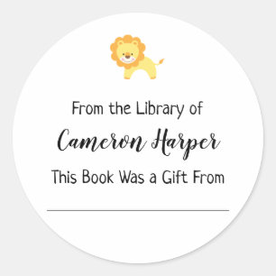 Eenvoudig Uit de Bibliotheek van Boekplaat, Gele L Ronde Sticker