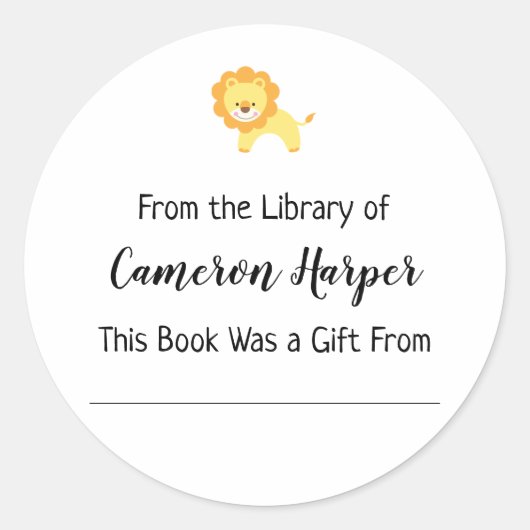 Eenvoudig Uit de Bibliotheek van Boekplaat, Gele L Ronde Sticker (Voorkant)