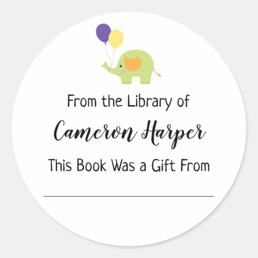 Eenvoudig Uit de Bibliotheek van Boekplaat met Oli Ronde Sticker (Voorkant)