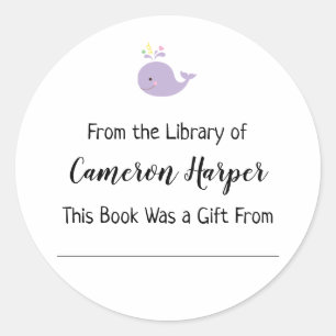 Eenvoudig Uit de Bibliotheek van Boekplaat, Paarse Ronde Sticker