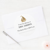 Eenvoudig Uit de Bibliotheek van Gouden Zeilboot B Ronde Sticker (Envelop)