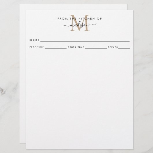 Eenvoudig uit de keuken van de goudmonogram (Voorkant / Achterkant)