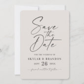 Eenvoudig uit-wit met het Manuscript en de Bericht Save The Date (Voorkant)