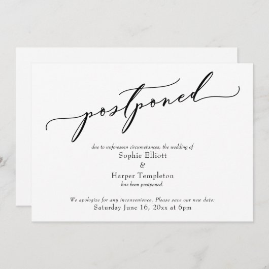 Eenvoudig uitgestelde aankondiging huwelijk (Voorkant / Achterkant)