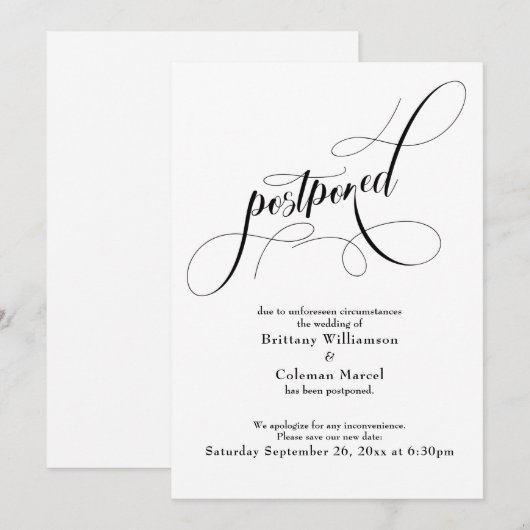 Eenvoudig uitgestelde aankondiging huwelijk (Voorkant / Achterkant)