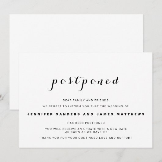 Eenvoudig uitgestelde aankondiging huwelijk (Voorkant / Achterkant)