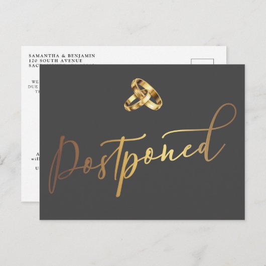 Eenvoudig uitgestelde bruiloft briefkaart (Voorkant / Achterkant)