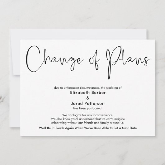 Eenvoudig uitgestelde bruiloft-wijziging van plann kaart (Voorkant)