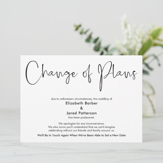 Eenvoudig uitgestelde bruiloft-wijziging van plann kaart (Staand voorkant)