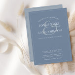 Eenvoudig uitnodigen voor een blauwe bruiloft in p feestdagenkaart<br><div class="desc">Eenvoudige Dusty Blue Script bruiloft uitnodiging. Nodig gasten uit in tijdloze stijl met deze elegante stoffige blauwe script huwelijksuitnodigingskaart. Met schone typografie op een zachte blauwe achtergrond,  is het perfect voor zowel moderne als klassieke huwelijksthema's. Coördineert prachtig met bijpassende save the date,  RSVP en bedankkaarten voor een samenhangende look.</div>