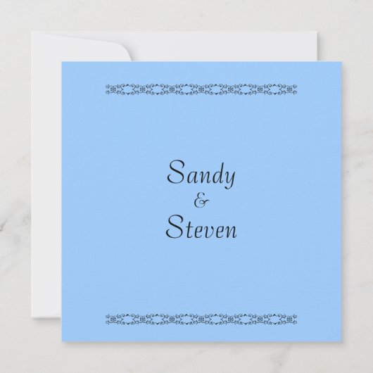 Eenvoudig uitnodigen voor een blauwe bruiloft kaart (Achterkant)