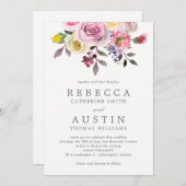 Eenvoudig  uitnodiging voor het huwelijk van Flora (Voorkant / Achterkant)