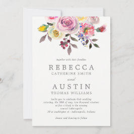 Eenvoudig uitnodiging voor het huwelijk van Flora