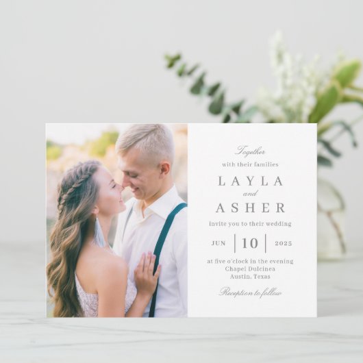 Eenvoudig United Photo Wedding Invitation SUN Bedankkaart (Staand voorkant)