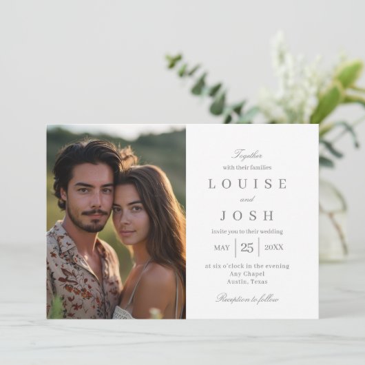Eenvoudig United Photo Wedding Invitation SUN Kaart (Staand voorkant)