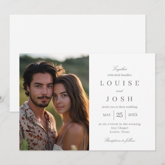 Eenvoudig United Photo Wedding Invitation SUN Kaart (Voorkant / Achterkant)