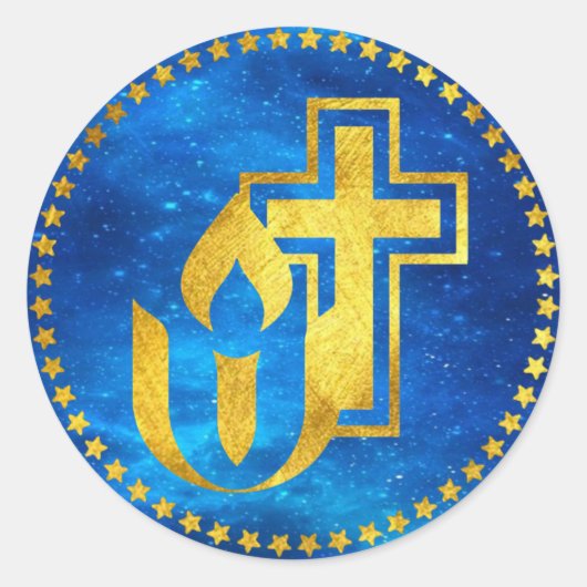 Eenvoudig universalisme en Christelijk kruis Ronde Sticker (Voorkant)