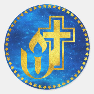 Eenvoudig universalisme en Christelijk kruis Ronde Sticker