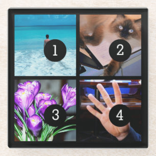 Eenvoudig uw eigen fotocollage met 4 afbeeldingen glazen onderzetter