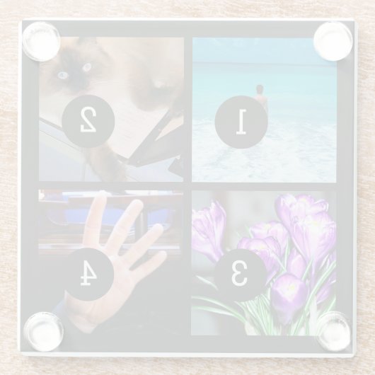 Eenvoudig uw eigen fotocollage met 4 afbeeldingen glazen onderzetter (Achterkant)