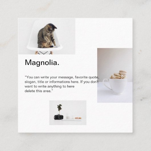 Eenvoudig uw foto-minimumaantal toevoegen vierkante visitekaartje (Achterkant)