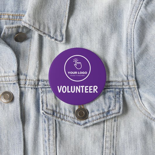 Eenvoudig uw Logo Custom Volunteer Paarse uploaden Ronde Button 7,6 Cm (In situ)