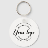 Eenvoudig Uw Logo- en QR-code gaat hier Aangepast Sleutelhanger (Voorkant)