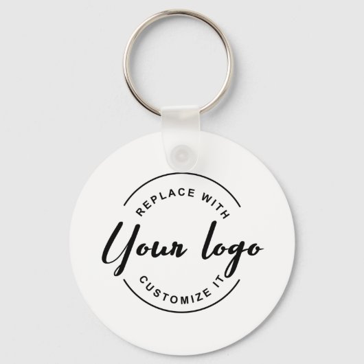 Eenvoudig Uw Logo- en QR-code gaat hier Aangepast Sleutelhanger (Voorkant)