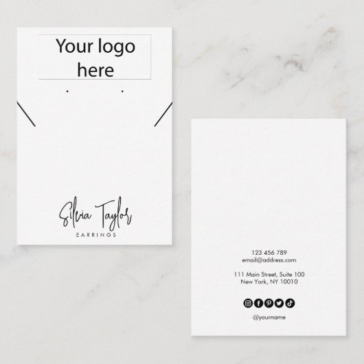 Eenvoudig Uw logo Ketting Oorbel Display Kaart Visitekaartje (Voorkant / Achterkant)