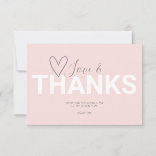 Eenvoudig Valentijn met roze script bedankt (Voorkant)