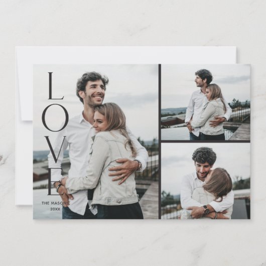 Eenvoudig Valentijnsdag met 3-fotokaarten - zwart Kaart (Voorkant)