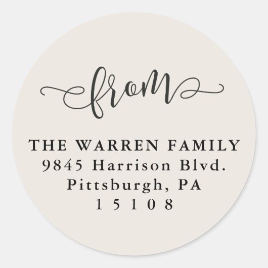 Eenvoudig van room sparen het adres van de datumte ronde sticker (Voorkant)