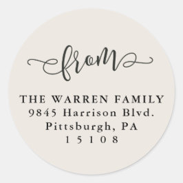 Eenvoudig van room sparen het adres van de datumte ronde sticker