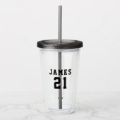 Eenvoudig Varsity Naam Nummer Acryl Drinkbeker (Voorkant)