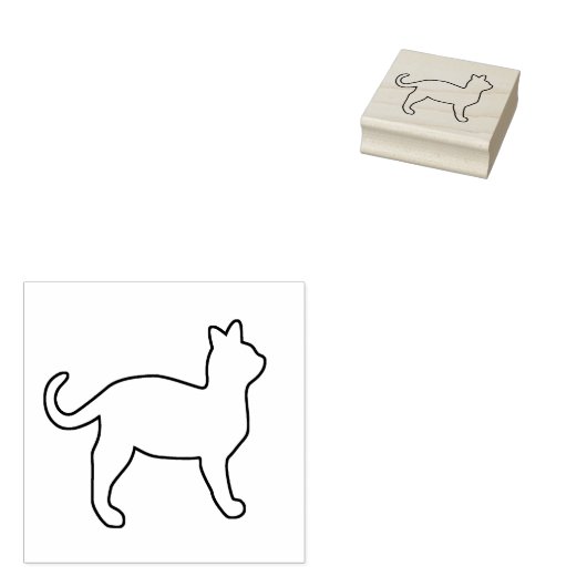 Eenvoudig vast kat art Stempel (Gestempeld)