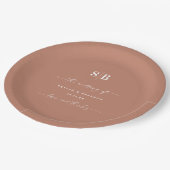 Eenvoudig vast kleurendracotta monogrammed Wedding Papieren Bordje (Gekanteld)