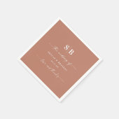 Eenvoudig vast kleurendracotta monogrammed Wedding Servet (Hoek)